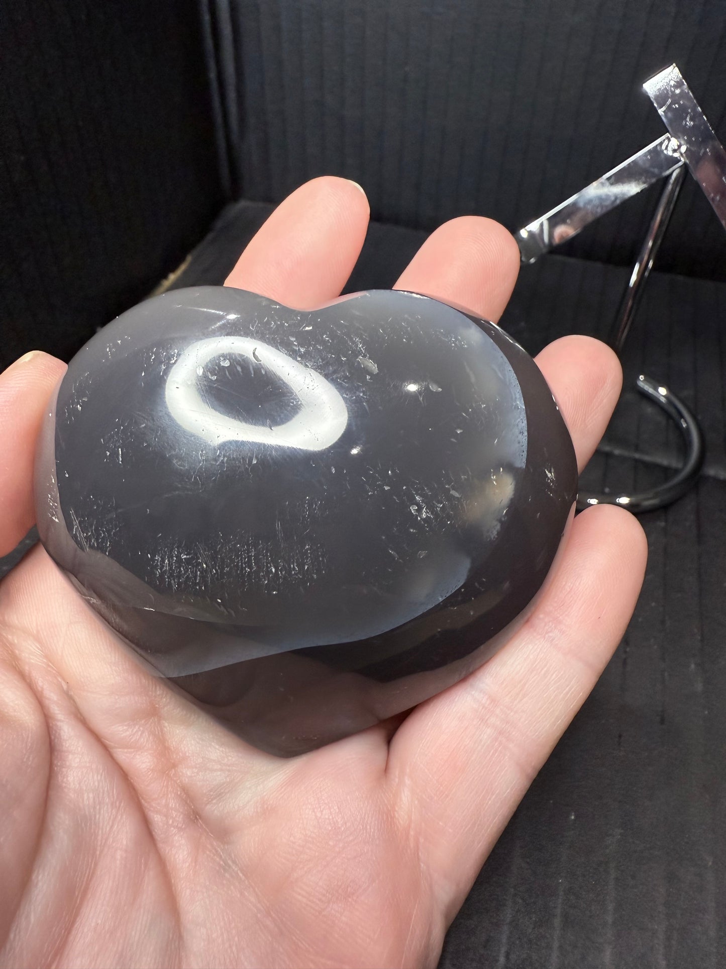 Orca Agate Heart on heart stand