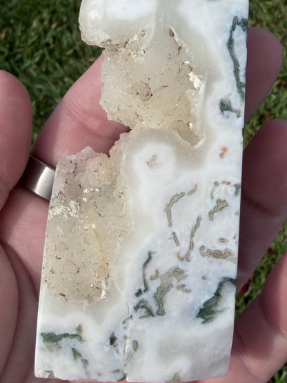 Moss Agate Druzy Tower – 12.5cm