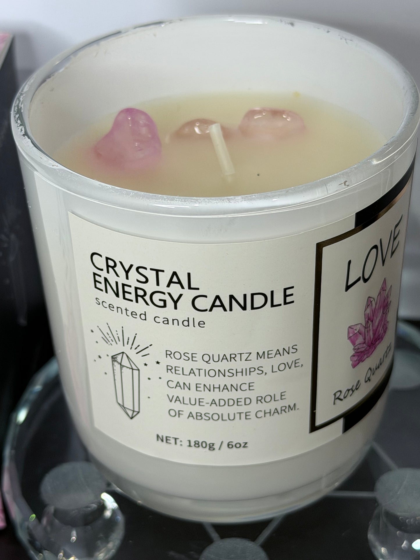 Love Crystal Energy Candle – Rose Quartz | 180g