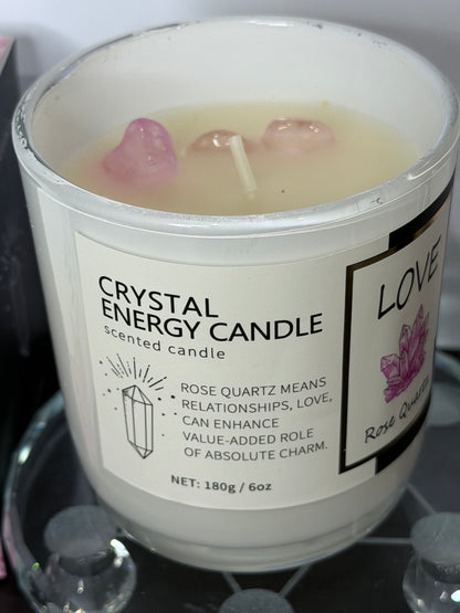 Love Crystal Energy Candle – Rose Quartz | 180g