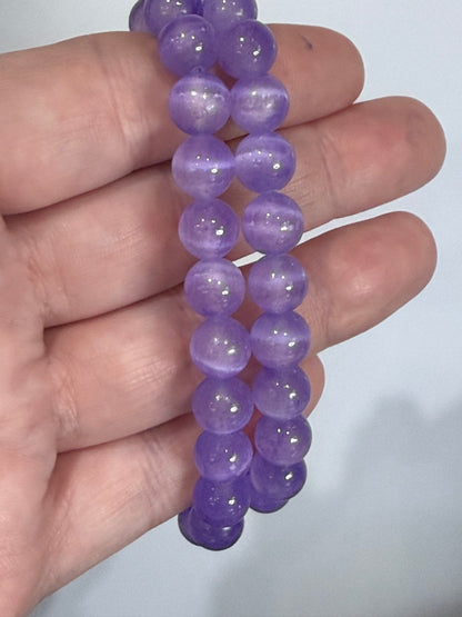 8mm Purple Selenite Bracelet – | Silky Glow, Colour Enhanced & Polished Finish - Supports relaxation and mental clarity