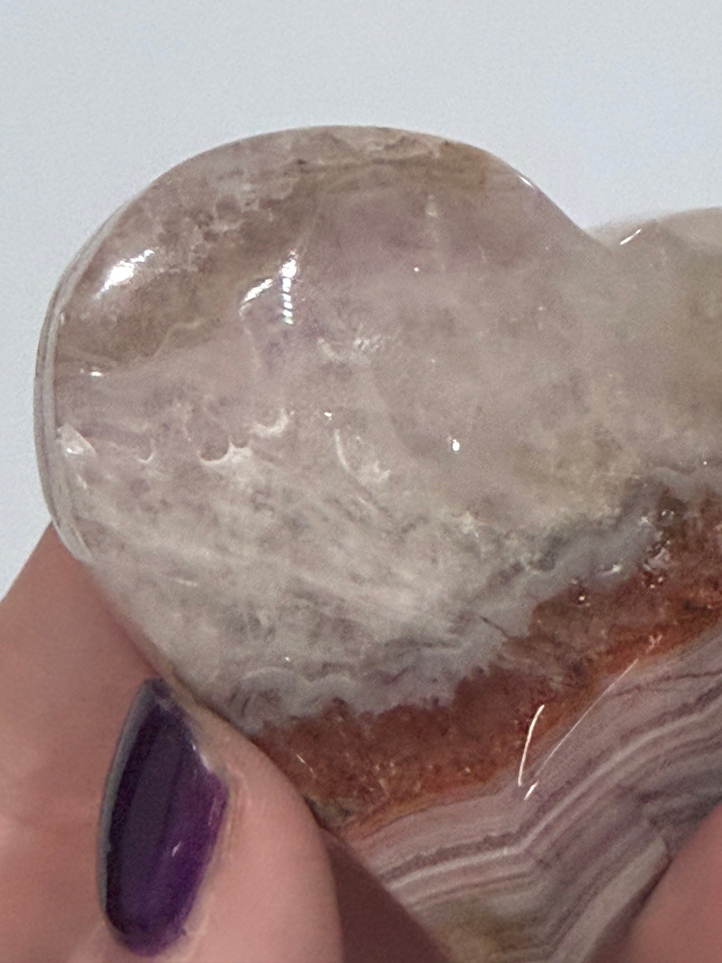 Amethyst & Banded Agate Heart 93g | 6.3 × 5.7 cm | Self-Standing G