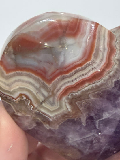 Amethyst & Agate Banded Heart – Self-Standing | 7.2 × 6.6 cm | 146g C