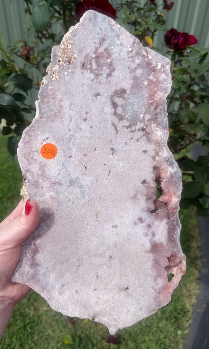 Large Botryoidal Pink Amethyst Druzy Slab on Stand – 3.2kg | 45cm Brazilian Statement Piece