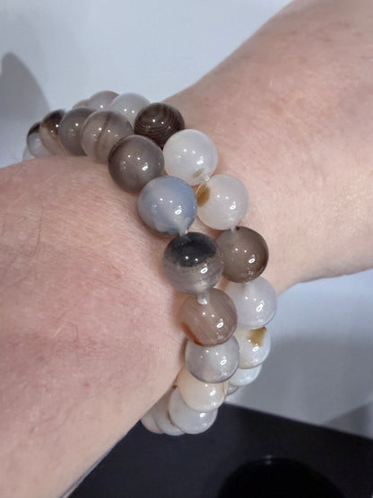 8mm Dendritic Agate Bracelet – Natural Earth Stone for Growth & Stability