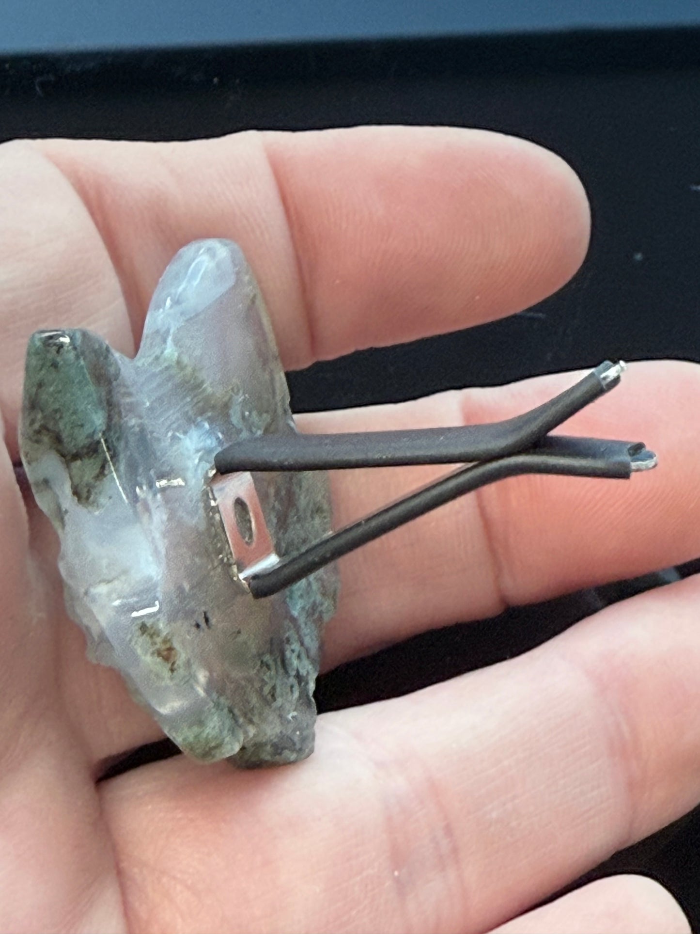 Moss Agate Mini Fox Mask Car Clip