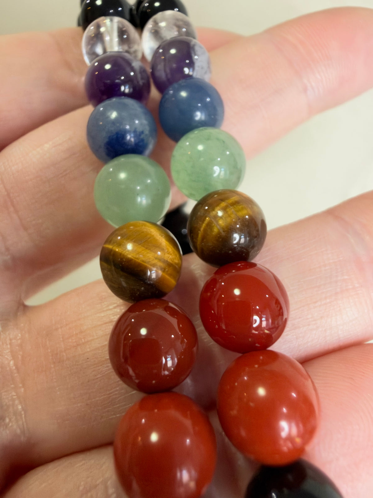 8mm Black Obsidian Seven Chakra Bracelet