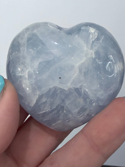 Blue Calcite Heart – 5.2 × 5 cm | 102 g