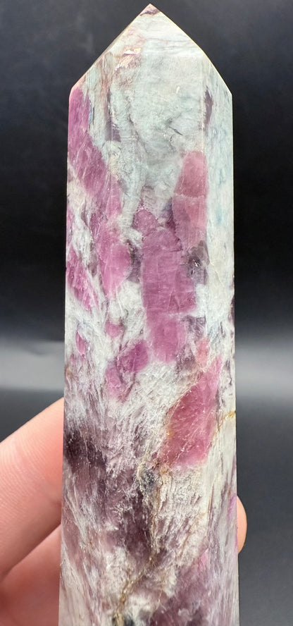 Rare Multi-Mineral Tower – Pink & Blue Tourmaline, Aquamarine, Smokey Quartz, Lepidolite & Mica - Crystal wonderland By Lisa