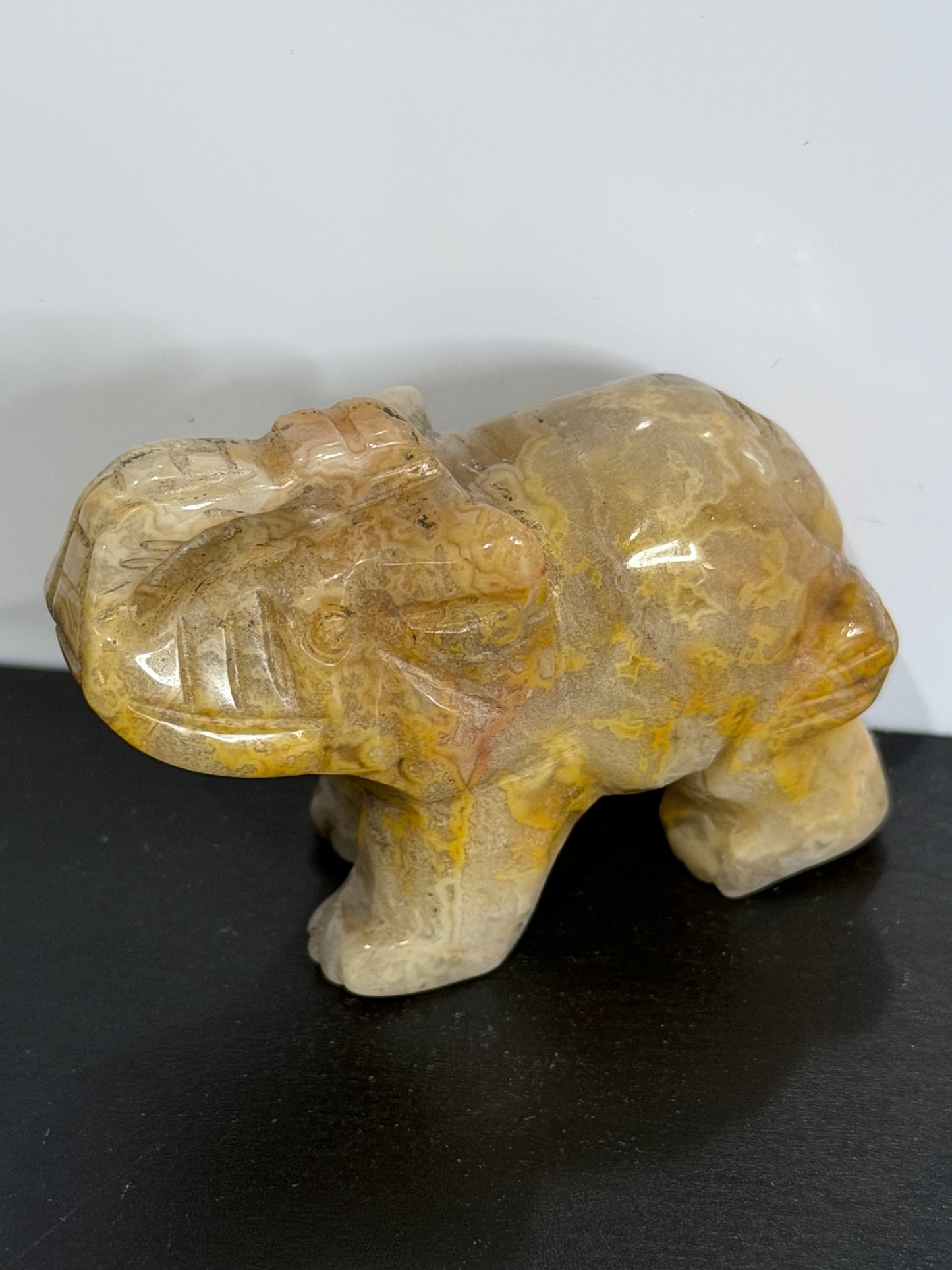 Crazy Lace Agate Elephant Carving – 5cm