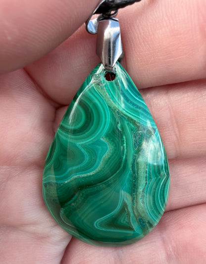 Malachite with Chrysocolla Teardrop Pendant Necklace