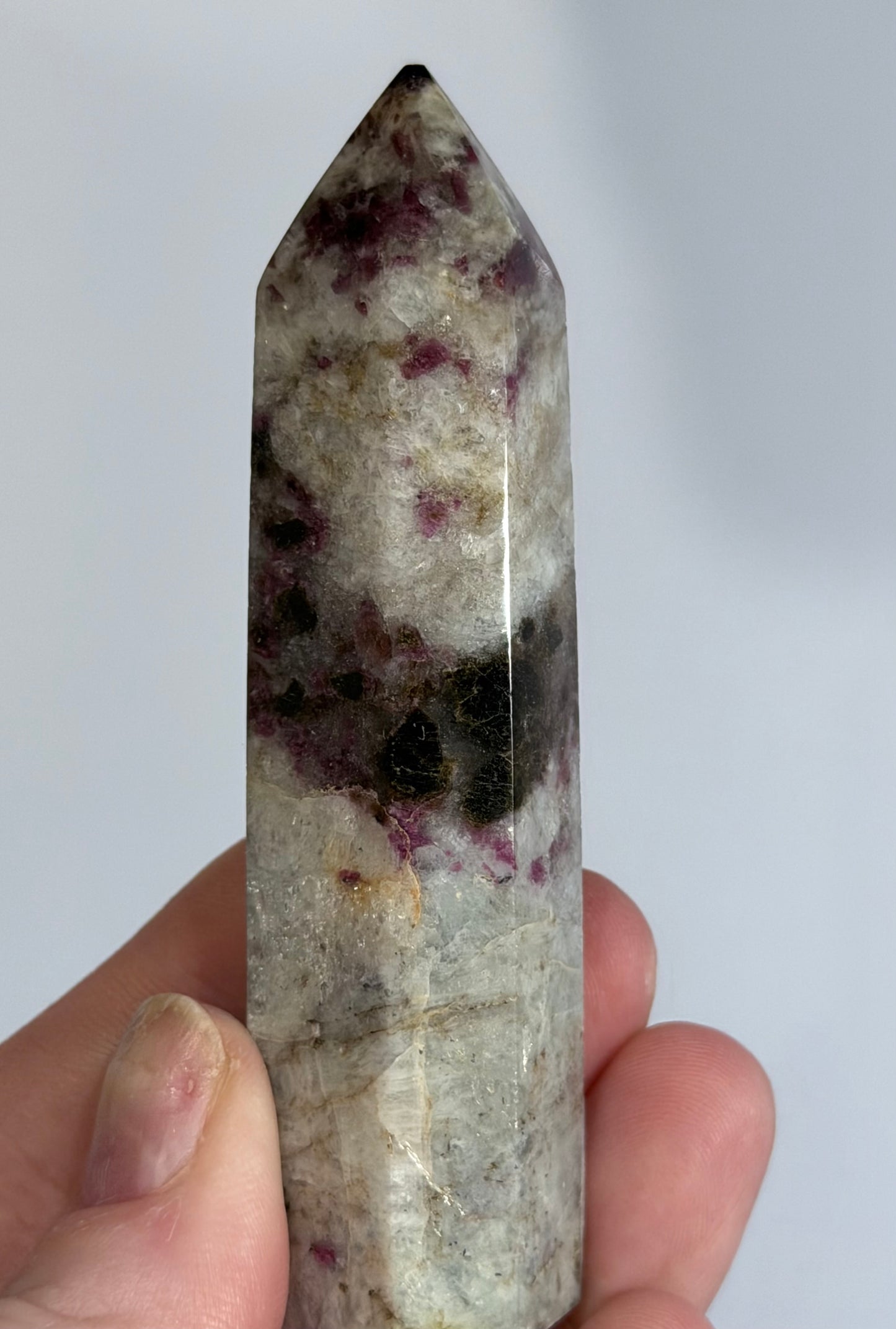 Pink Tourmaline in Quartz Crystal Tower – 8.9cm | 68g B