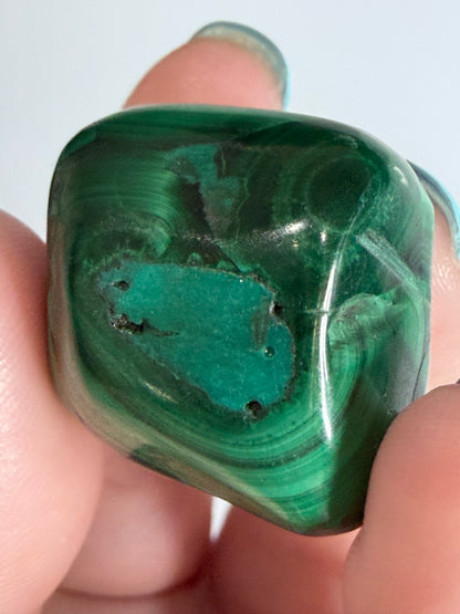 Malachite Polished Tumble – Natural Banded & Orbicular D -