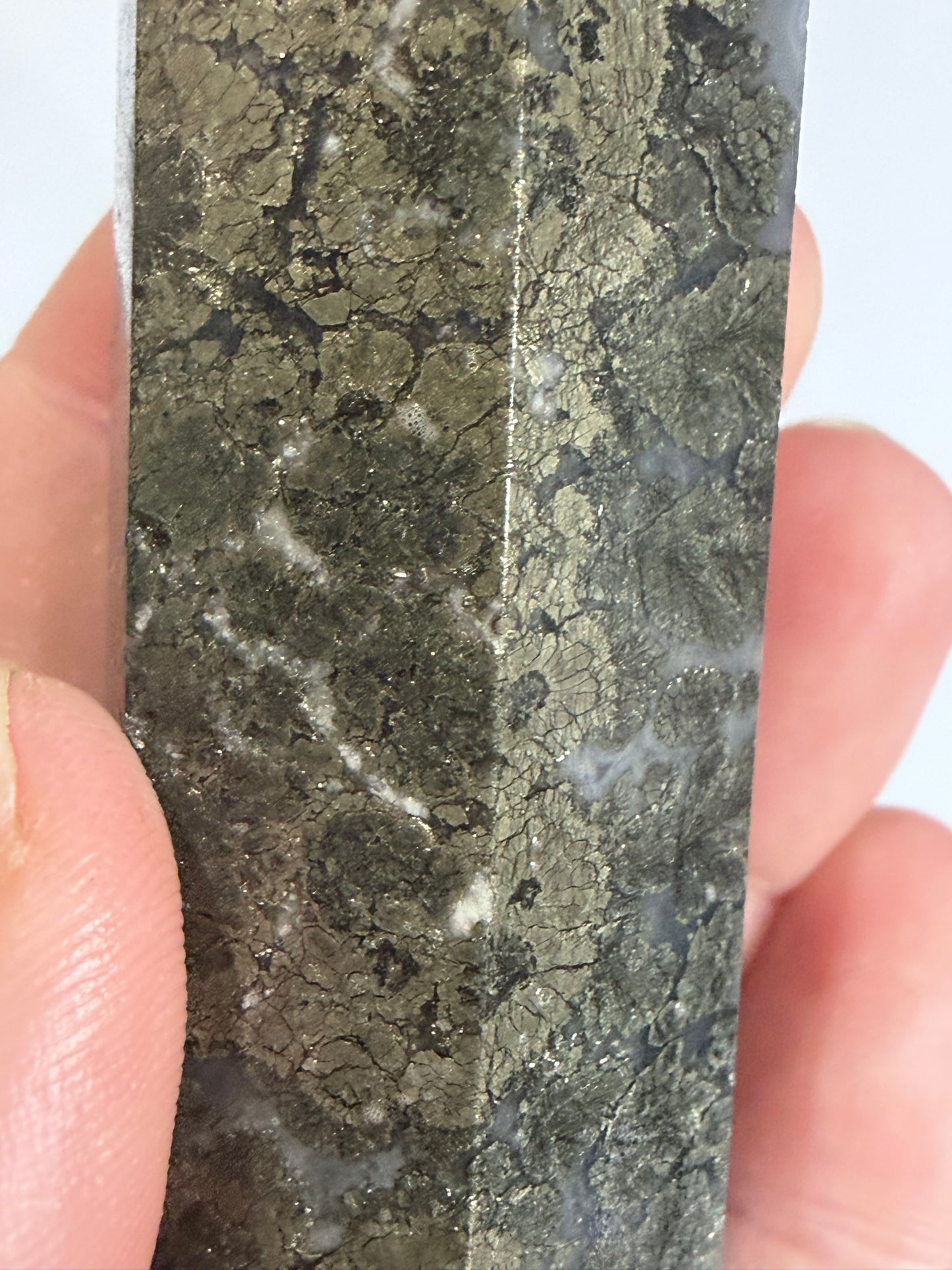 Marcasite in Agate Crystal Tower – 10cm | 133g