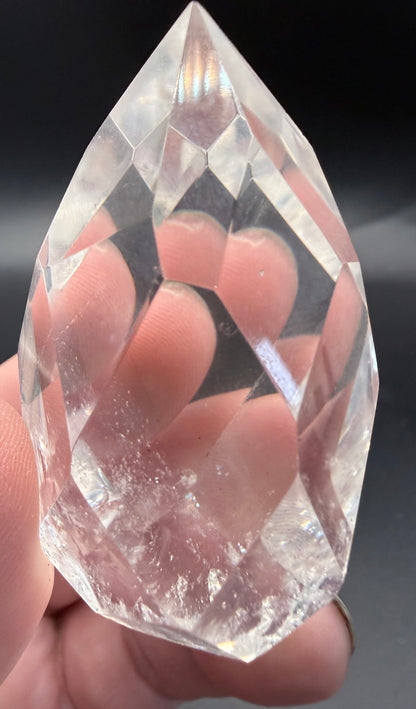 Clear Quartz Polyhedron on Rotating Stand