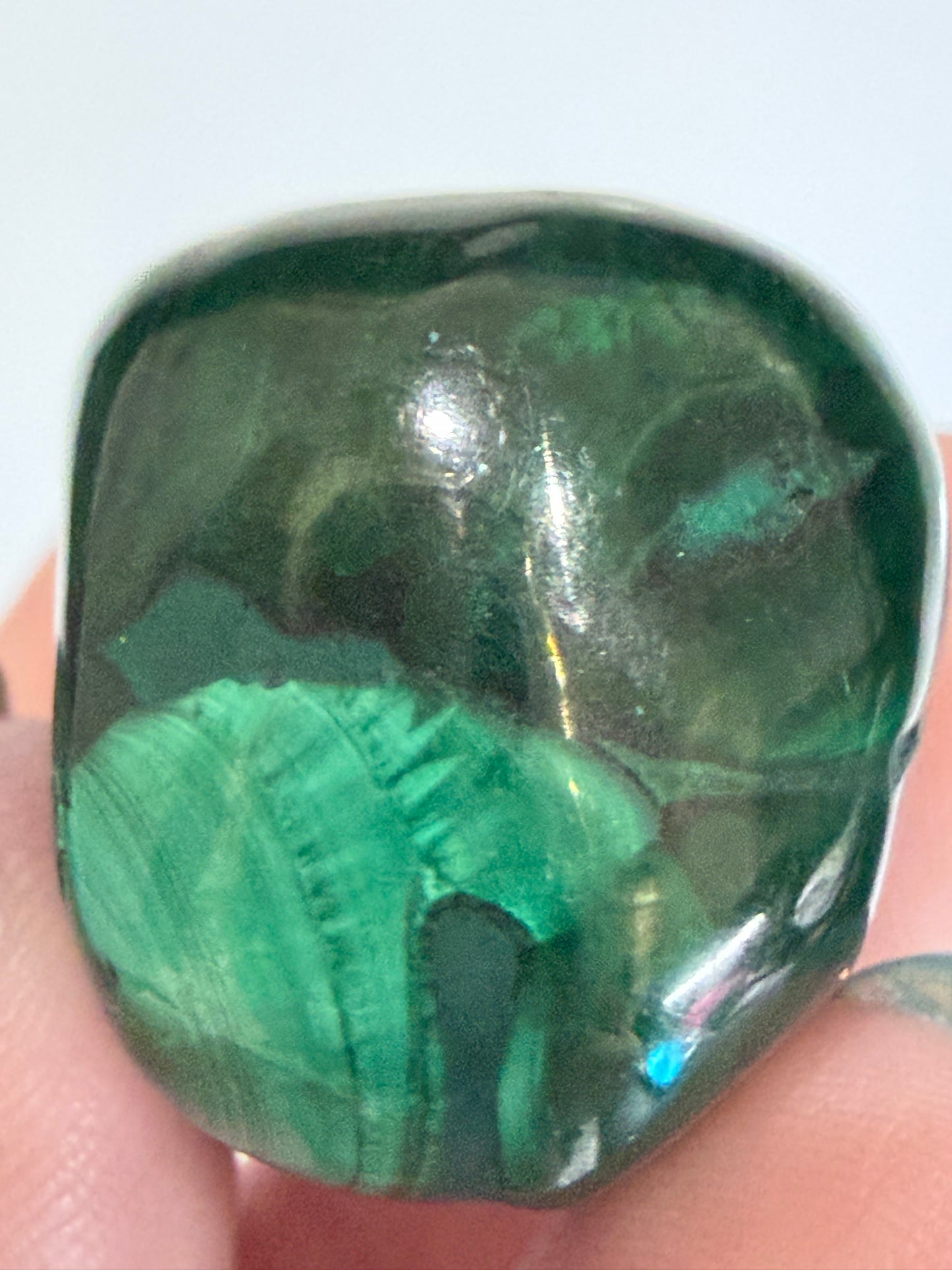 Malachite Tumble Stone – Banded & Eye Pattern B -