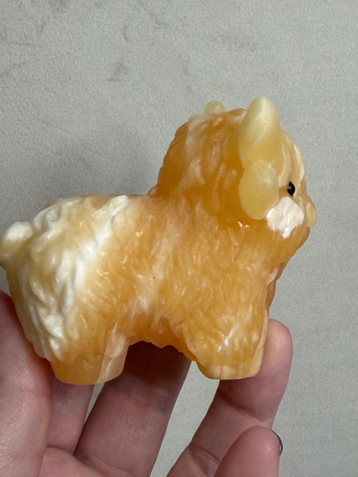 Highland Cow Orange Calcite Carving – 8 cm