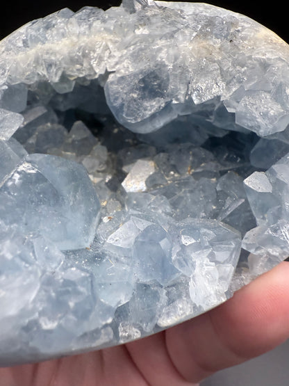 Celestite Heart with Natural Crystal Cavities – 850g