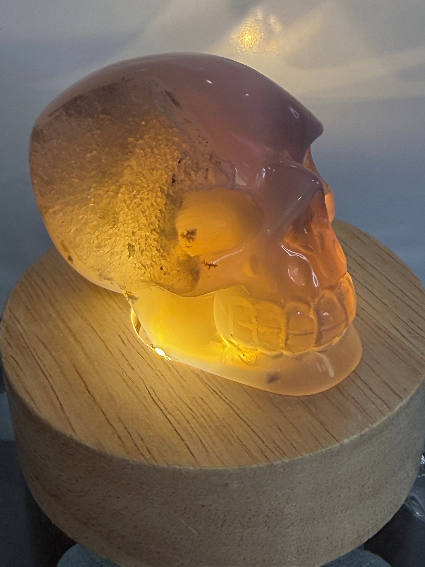 Agate Skull with Sugar Druzy Base – 6.8cm | 165g