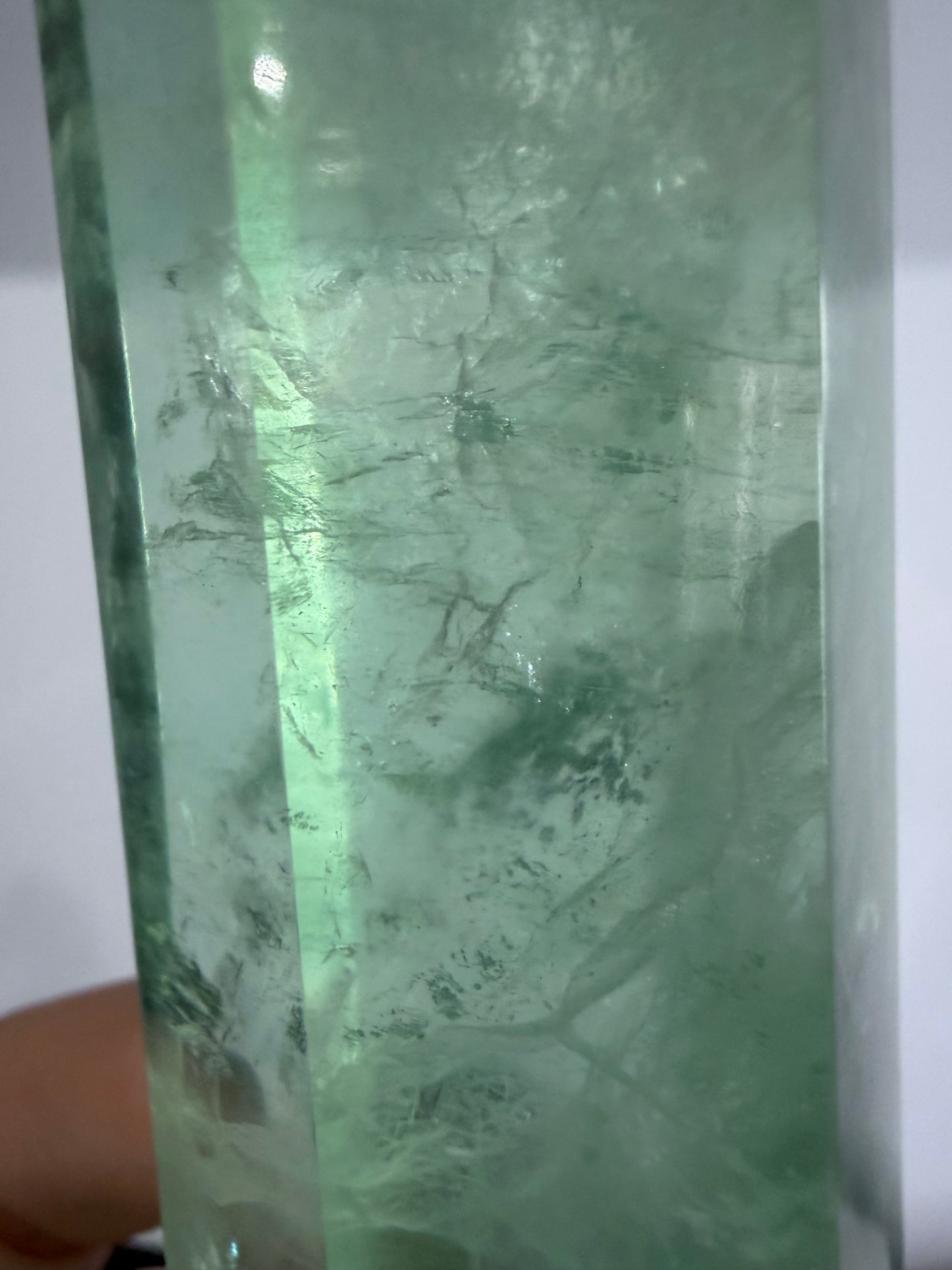 Watermelon Fluorite Tower with Light Base – 18cm | 485g