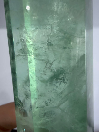 Watermelon Fluorite Tower with Light Base – 18cm | 485g