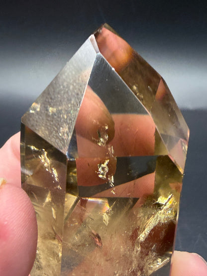 Smokey Citrine Point — High Clarity with Golden Inclusions
