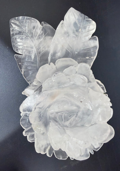 Rose Quartz Rose Carving with Light Base – 14.5 × 8.5 cm | 457g