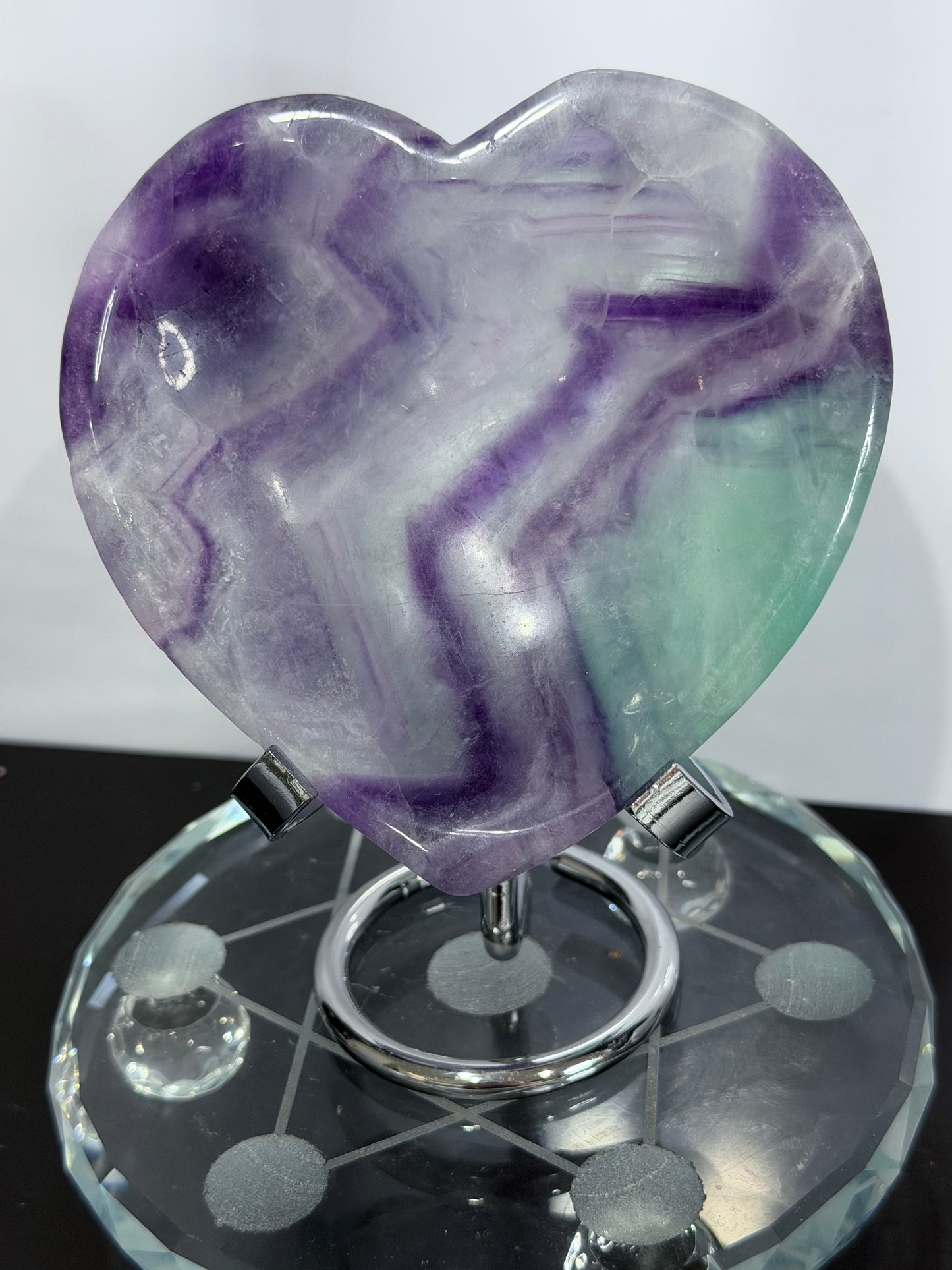 Rainbow Fluorite Heart Bowl with Stand – 262g