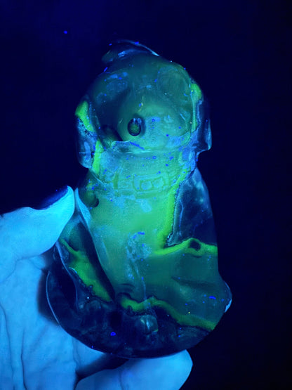 Volcano Agate Dog with Hat | UV Reactive