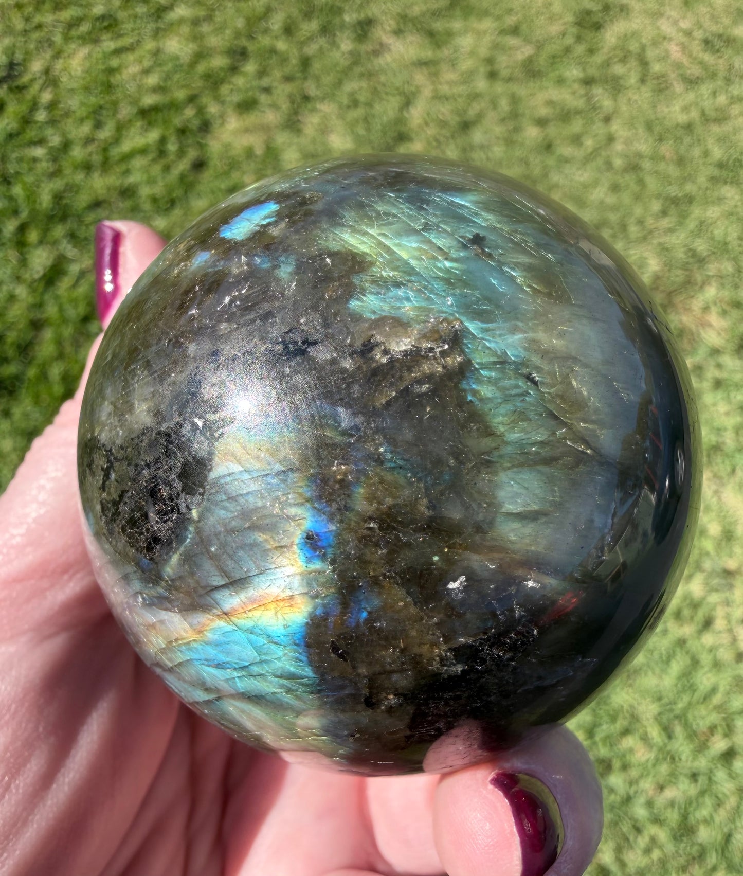 High Flash Labradorite Sphere 6.2cm