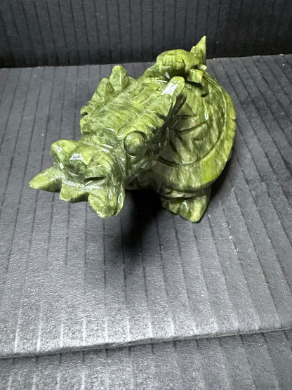 Serpentine Jade (New Jade) Turtle Dragon Carving (12 x 6.5cm | 400g)