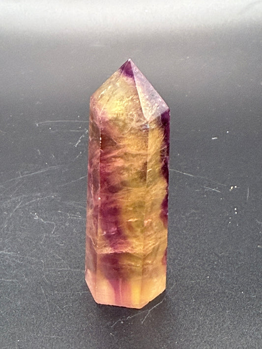 Yellow and Purple Fluorite Tower