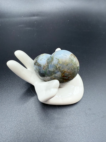 Ocean Jasper Heart with Moss Agate Influence – 5cm