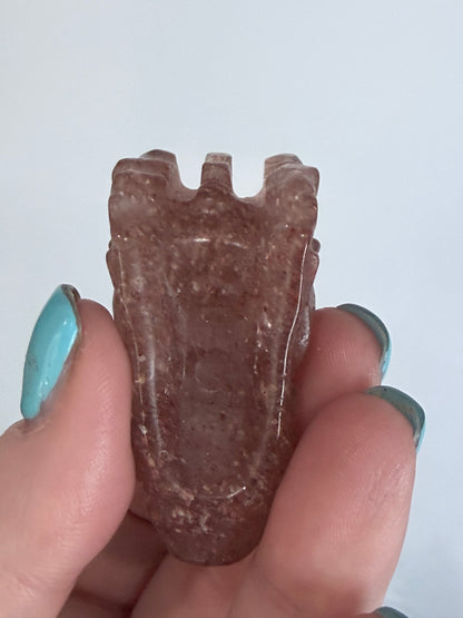 Strawberry Quartz Dragon Head Carving B - 5cm