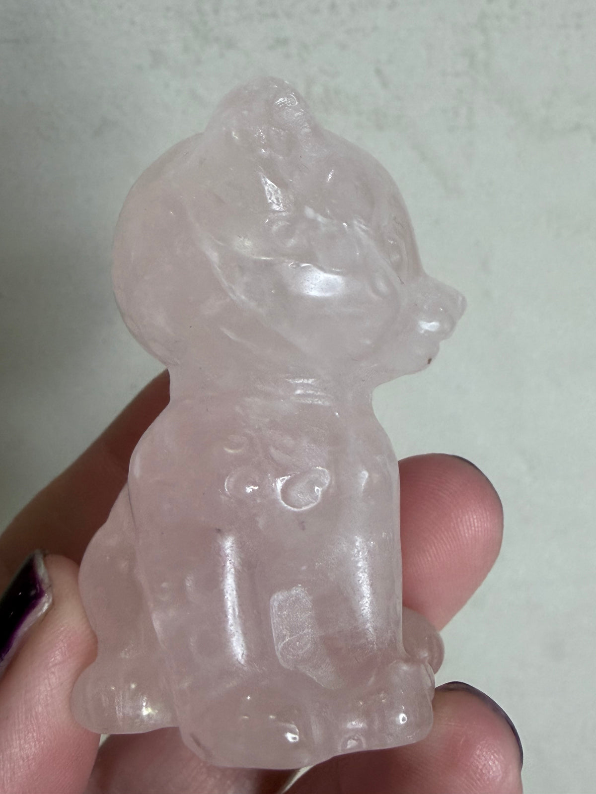 Rose Quartz Leopard Cub Carving – 6.2cm