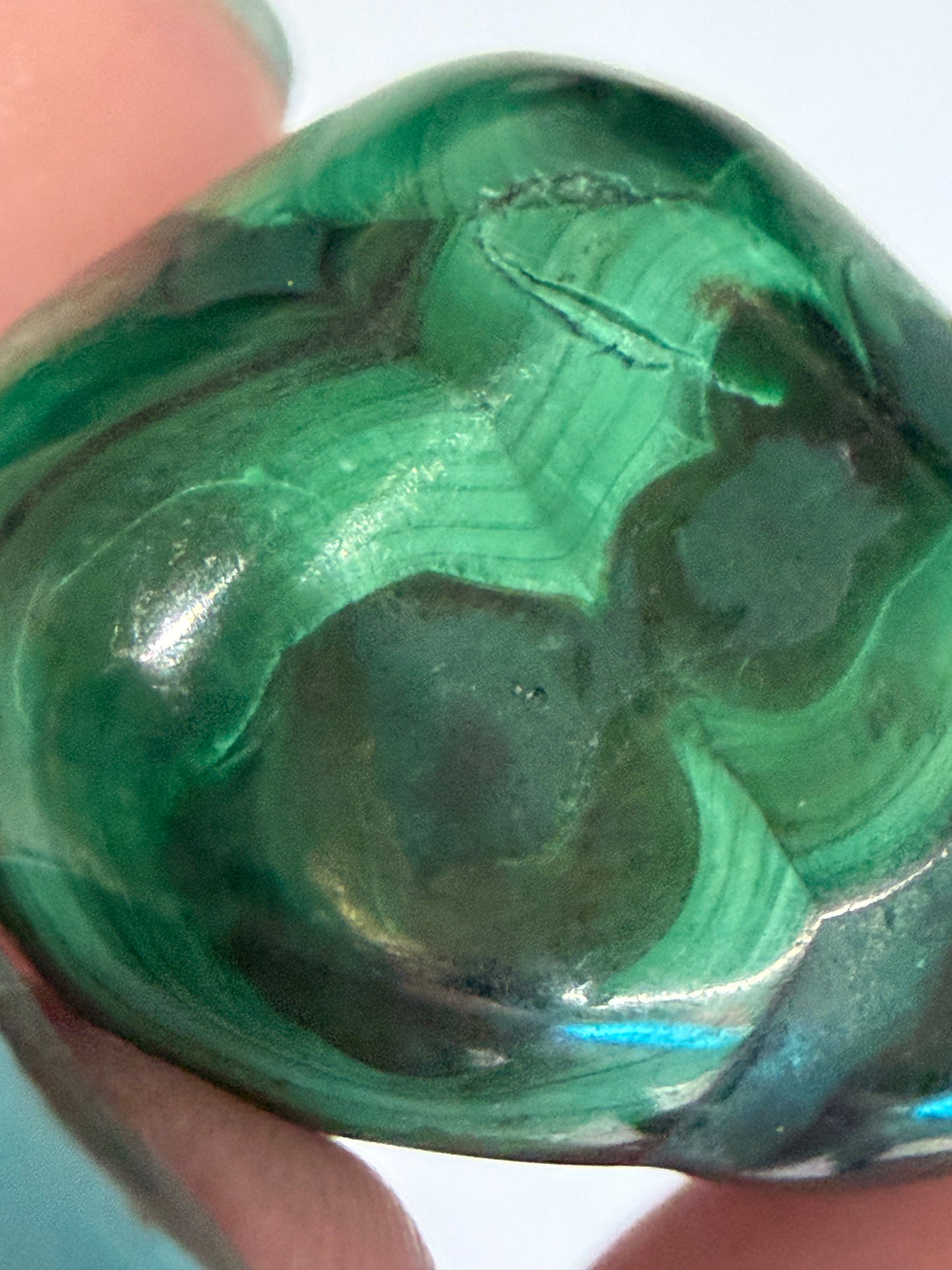 Malachite Tumble Stone – Banded & Eye Pattern B -