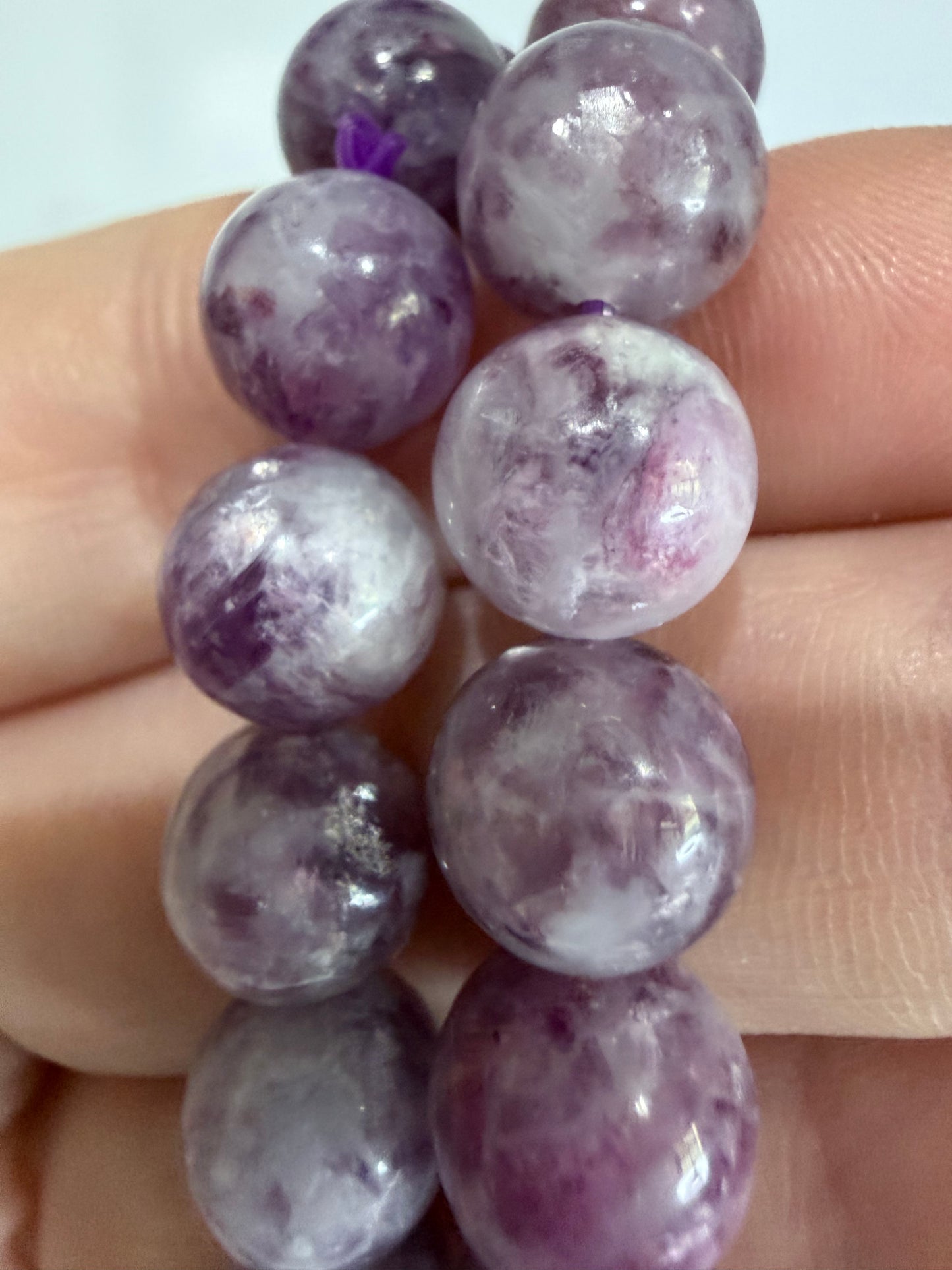9mm Lepidolite (Lithium Mica) Bracelet – | Calming Purple Tones & Natural Shimmer