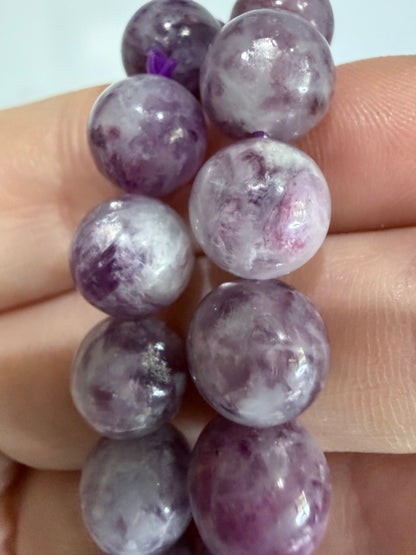 9mm Lepidolite (Lithium Mica) Bracelet – | Calming Purple Tones & Natural Shimmer