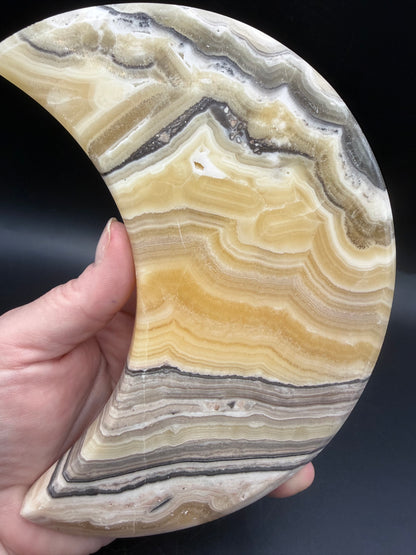 Banded Calcite Moon on Custom Stand