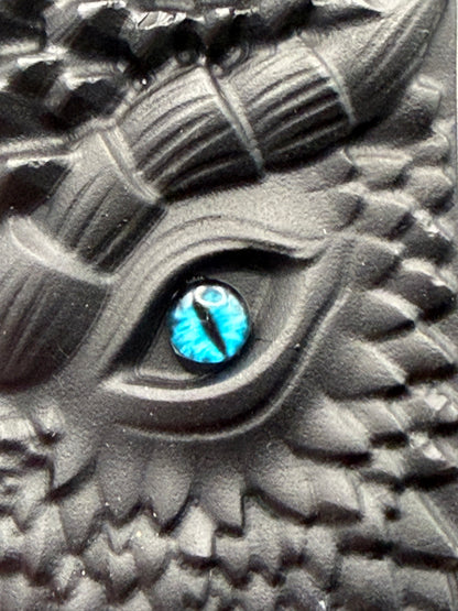 Black Obsidian Carved Dragon Book Blue Eye