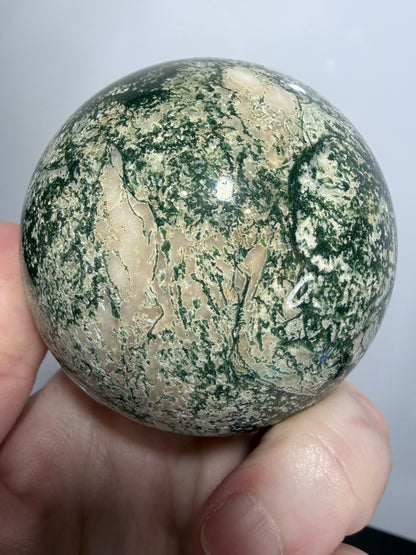 Moss Agate Sphere – 500g | 7.1cm