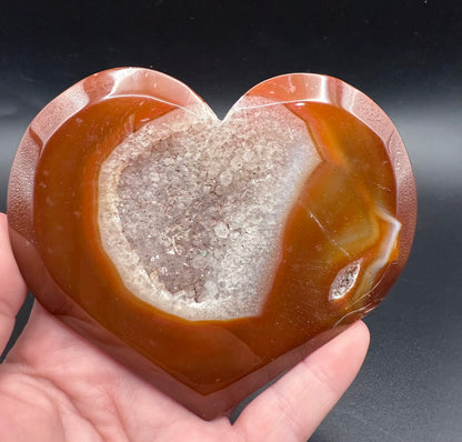 Carnelian Agate Druzy Heart on Silver Stand