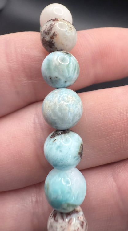Rare Larimar 8mm Bracelet - Crystal wonderland By Lisa
