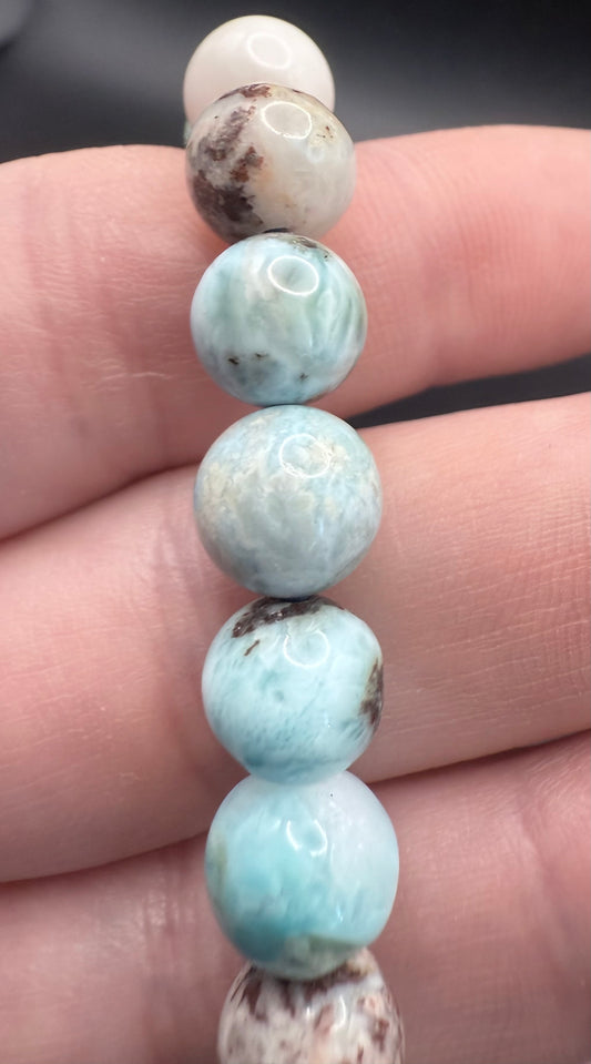 Rare Larimar 8mm Bracelet - Crystal wonderland By Lisa