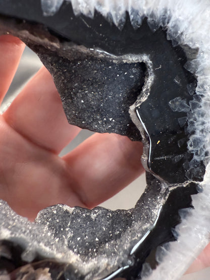 Druzy Black Agate Heart