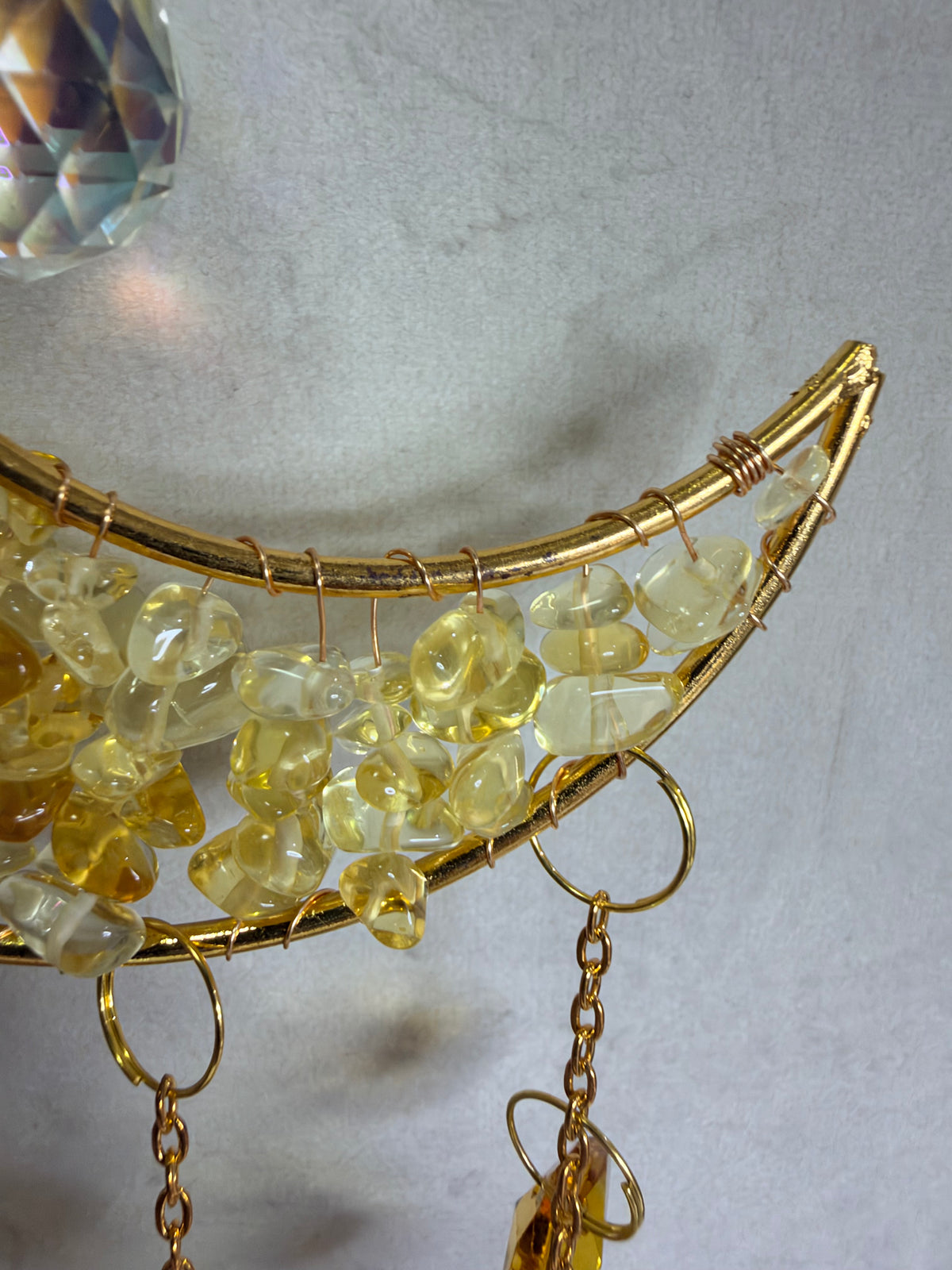 Citrine Crescent Moon Suncatcher – 35 × 10cm