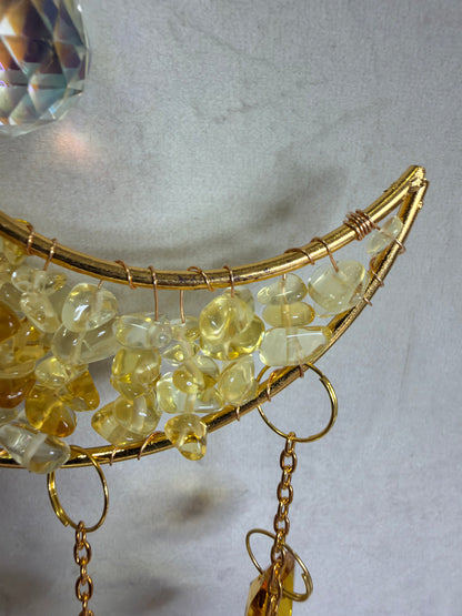 Citrine Crescent Moon Suncatcher – 35 × 10cm