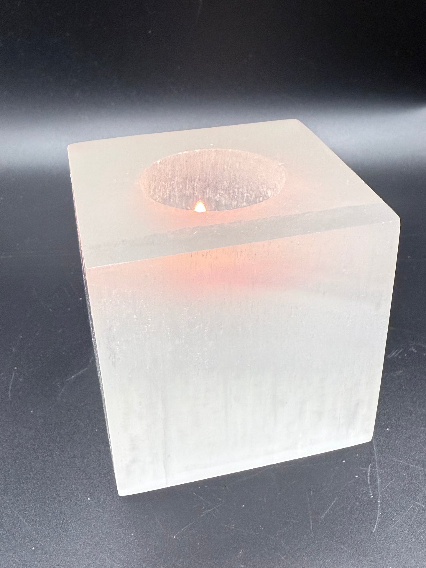 Selenite Cube Candle Holder