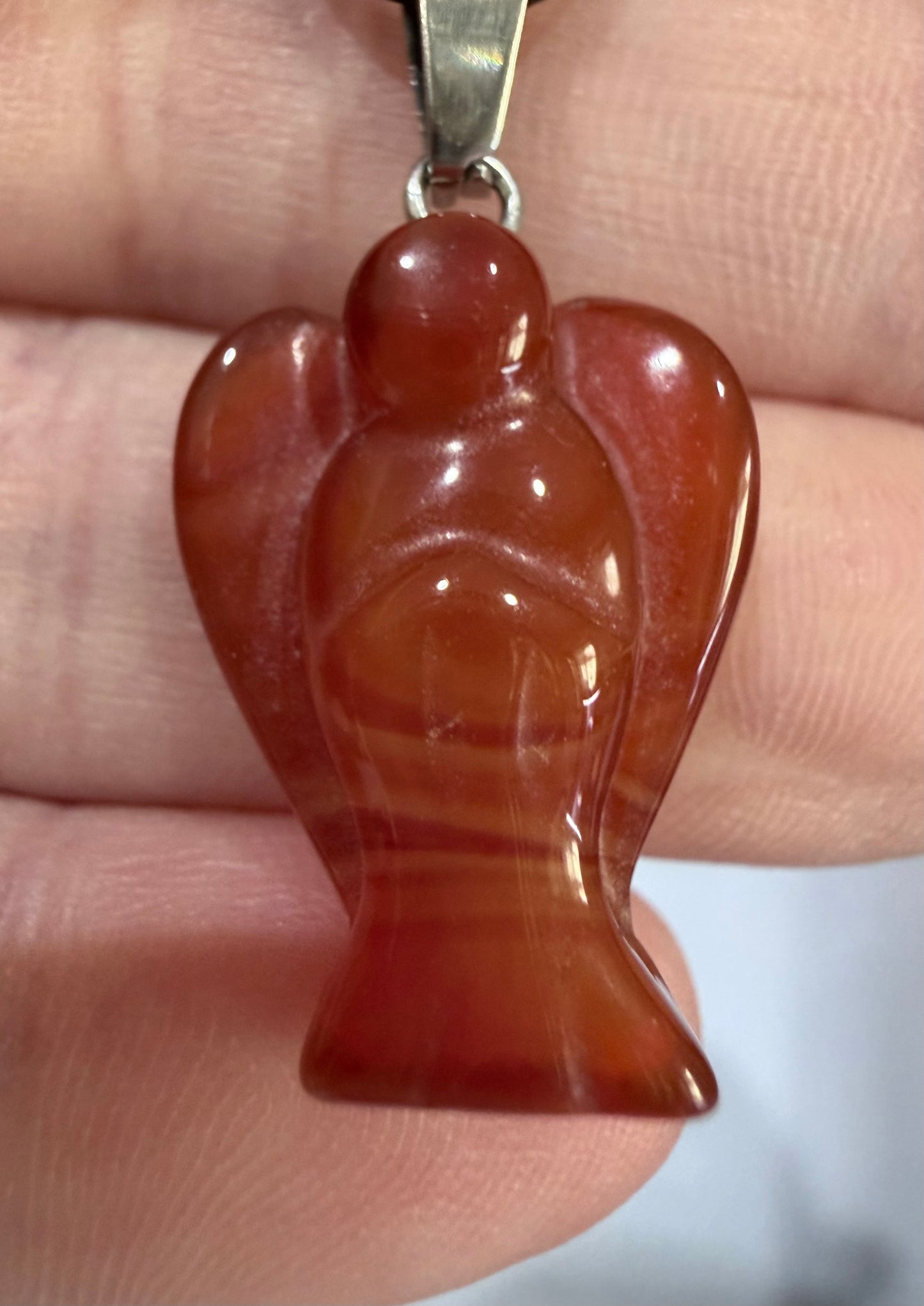Carnelian Angel Crystal Pendant – 2.2 × 1.6 cm