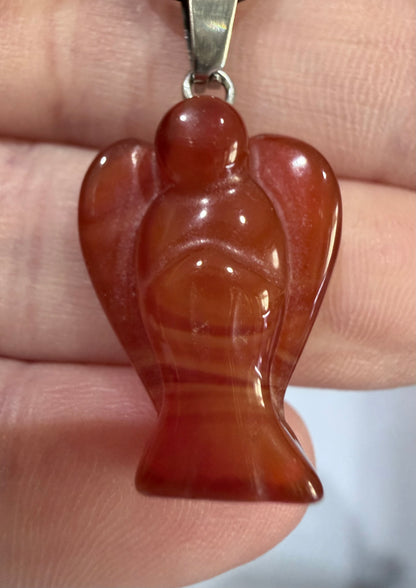 Carnelian Angel Crystal Pendant – 2.2 × 1.6 cm